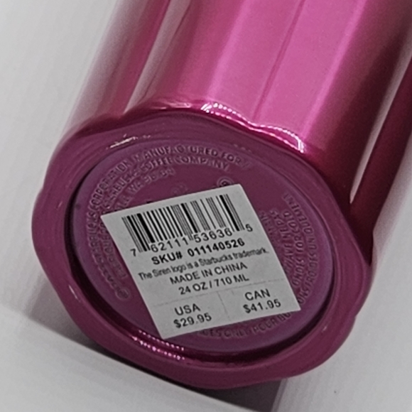 Starbucks Puffy petunia magenta stainless steel venti 24 ouunce tumbler - Picture 3 of 10